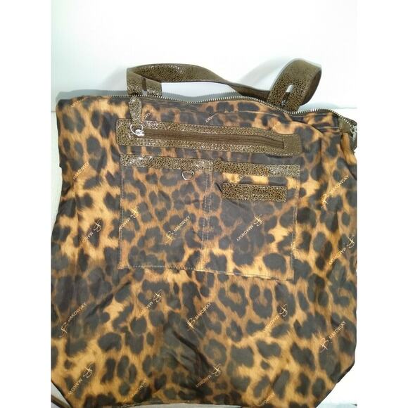 B. Makowsky Brown Metallic Leather Large Satchel Shoulder Bag - Picture 11 of 12